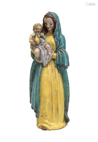 Continental Faience Polychrome Madonna Figure