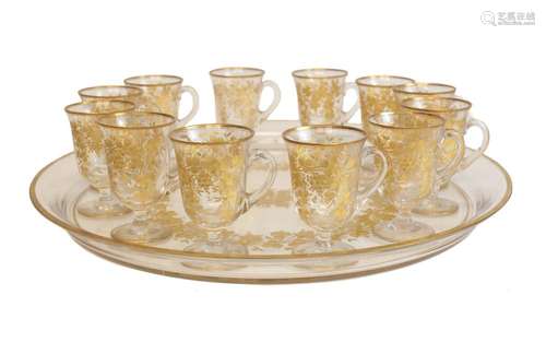 Gilt Glasses with Tray