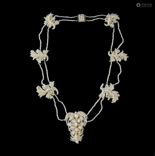 Victorian Seed Pearl Foliate Necklace