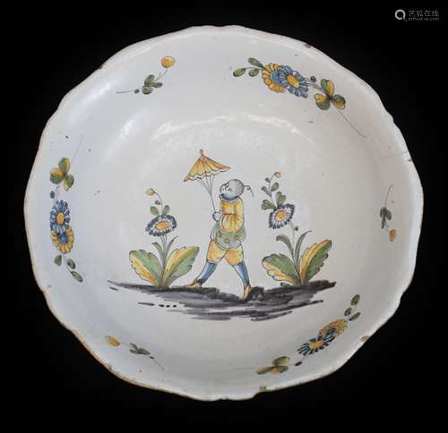 Continental Faience Earthenware Serving Bowl