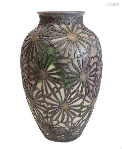 Charming Ceramic Vase with Overlay