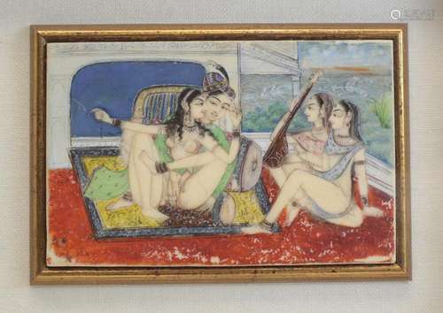 Erotic Indo Persian Gouche Painting