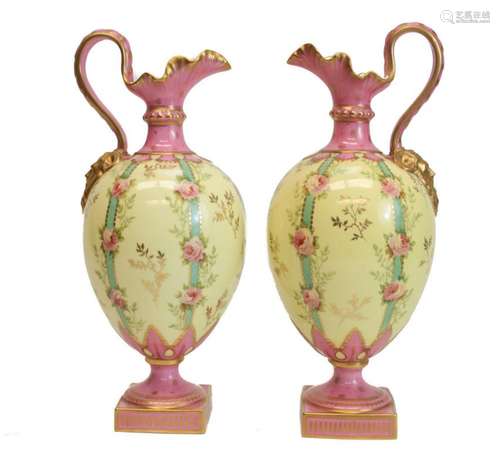 Pair Royal Crown Derby Ewers