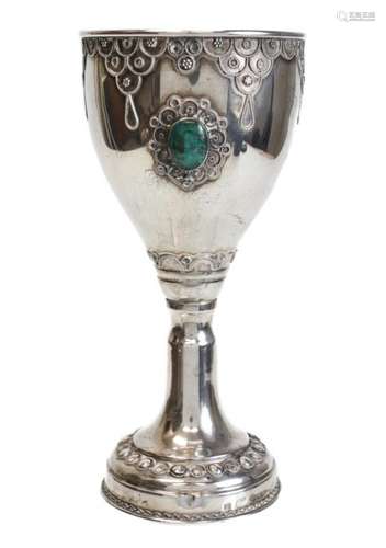 Sterling Malachite Mounted Kiddush Cup