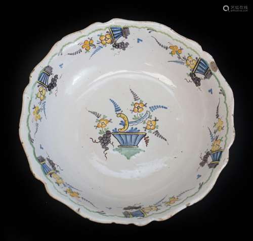 Continental Faience Earthenware Serving Bowl