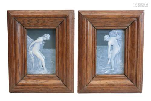 Pair Pate-Sur-Pate Decorated Porcelain Plaques