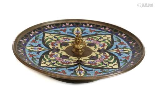 A Champleve Enamel Bronze Dish by Alphonse Giroux