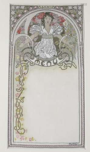 Alphonse Mucha (Czech, 1860-1939) Menu Card