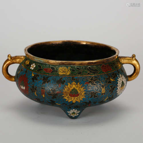 CHINESE CLOISONNE TRIPOD CENSER