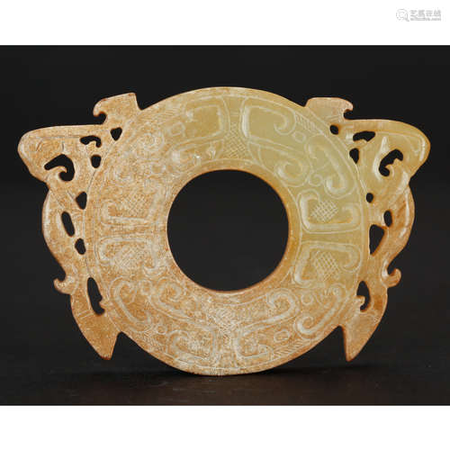 CHINESE ARCHAIC JADE BI DISK