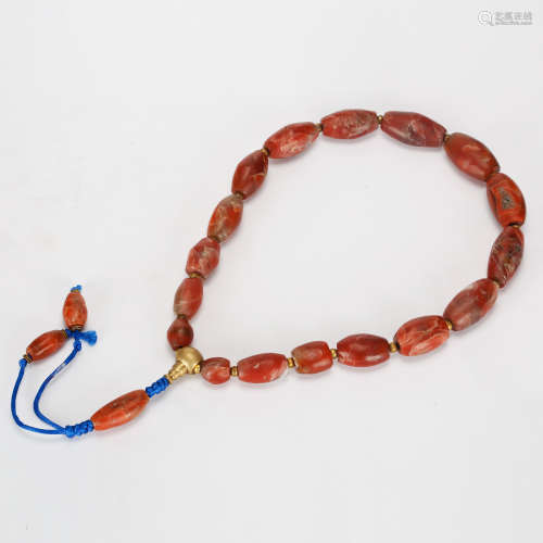 CHINESE RED AGATE BEADS NECKLACE