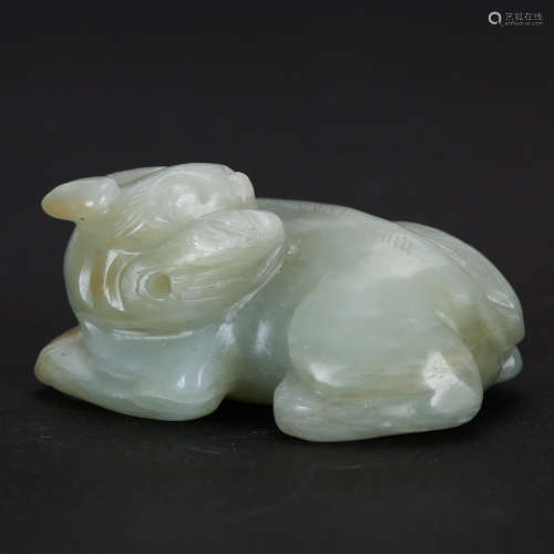 CHINESE CELADON JADE BEAST