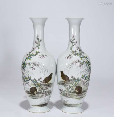 Yongzheng Mark, A Pair of Famille Rose Vases