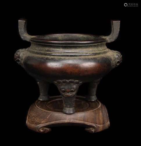 Xuande Mark, A Bronze Tripod Censer