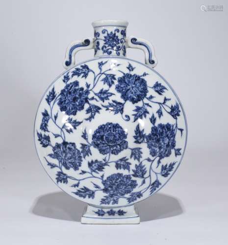 A Blue and White Flat Vase