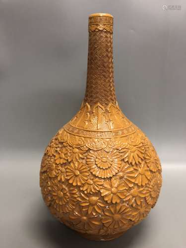 Qianlong Mark, A Yellow Glazed Vase