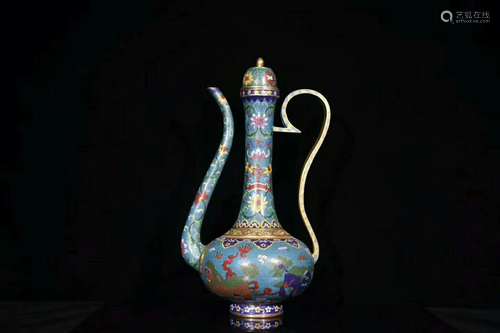 Qianlong Mark, A Bronze Cloisonne Wine Pot