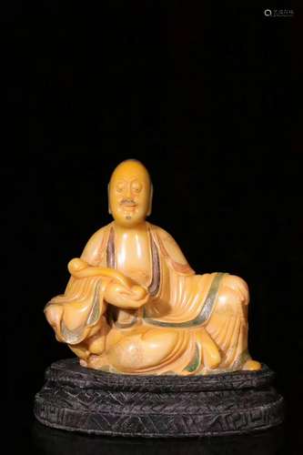 A Carved Tianhuang Stone Figure of Luohan