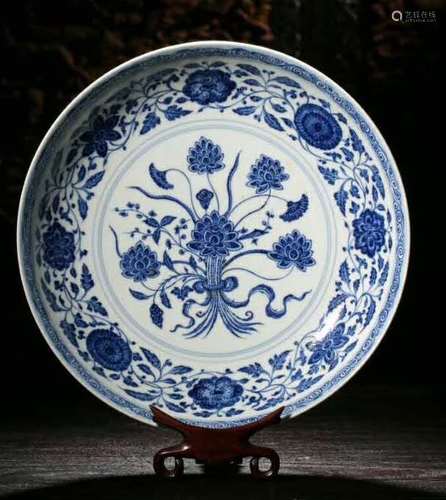 Yongzheng Mark, A Blue and White Plate