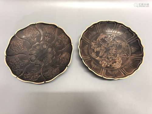 A Pair Black Glazed Ding Ware Plates