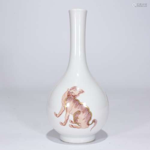 Kangxi Mark, A Red Glazed Bottle Vase