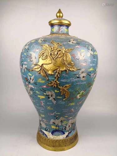 Jingtai Mark, A Cloisonne Bronze Vase