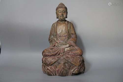 A Carved Wood Buddha of Sakyamuni