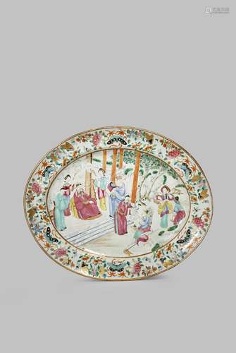 A CHINESE CANTON FAMILLE ROSE OVAL DISH