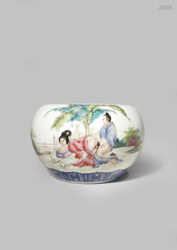 A CHINESE FAMILLE ROSE 'EROTIC SUBJECT' WATERPOT