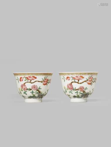 A PAIR OF CHINESE FAMILLE ROSE WINE CUPS