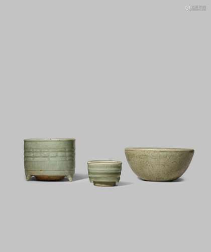 THREE CHINESE CELADON ITEMS