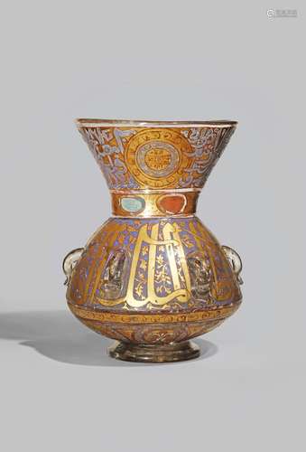 A MAMLUK-STYLE GILDED AND ENAMELLED GLASS MOSQUE LAMP