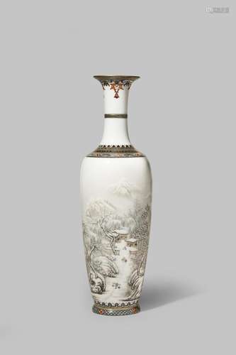 A CHINESE EGGSHELL PORCELAIN 'SNOW SCENE' VASE