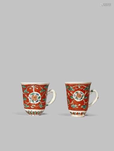 TWO CHINESE FAMILLE VERTE COFFEE CUPS