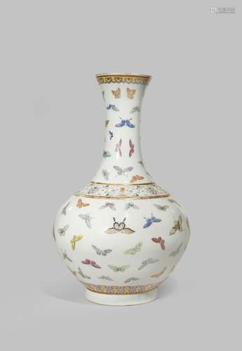 A CHINESE FAMILLE ROSE 'BUTTERFLY' BOTTLE VASE