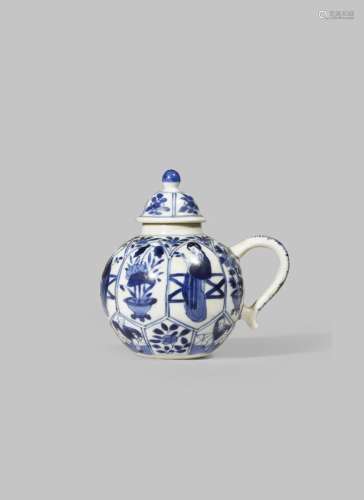 A CHINESE BLUE AND WHITE MUSTARD POT