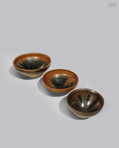 THREE CHINESE JIAN YAO-TYPE TEA BOWLS