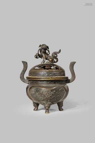 A CHINESE BRONZE INCENSE BURNER AND COVER