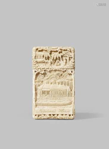 A CHINESE CARVED IVORY 'NAPOLEON' CARD CASE