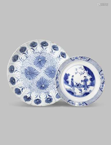 TWO CHINESE BLUE AND WHITE DISHES