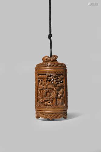 A CHINESE CARVED BOXWOOD PERFUMIER
