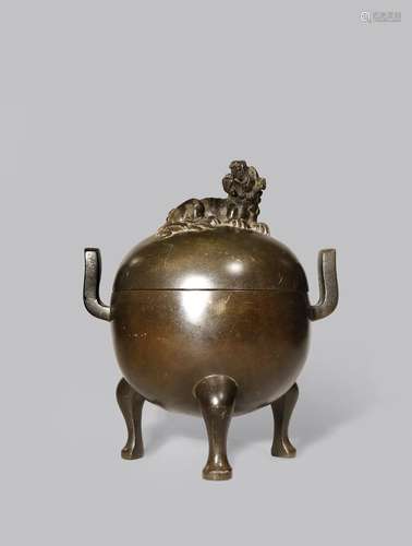 A CHINESE BRONZE INCENSE BURNER AND COVER