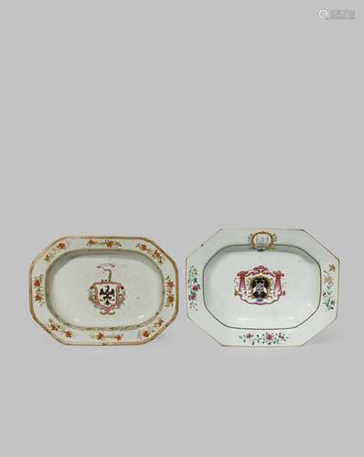 TWO CHINESE ARMORIAL TUREEN STANDS