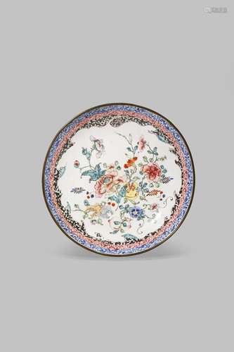 A CHINESE CANTON ENAMEL FAMILLE ROSE  DISH