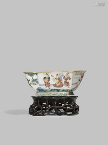 A CHINESE FAMILLE ROSE INGOT-SHAPED BOWL