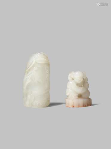 TWO CHINESE WHITE JADE SEALS