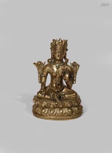 A TIBETAN BRONZE FIGURE OF GREEN TARA