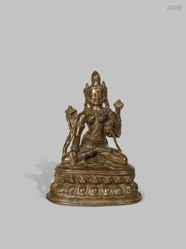 A TIBETAN BRONZE FIGURE OF WHITE TARA