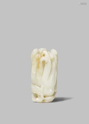 A CHINESE PALE CELADON JADE CARVING OF A FINGER CITRON