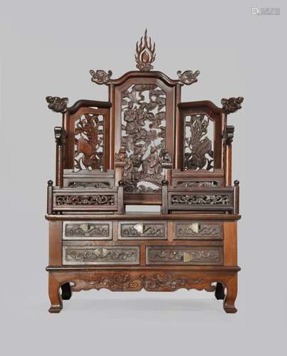 A CHINESE HARDWOOD BUDDHIST SHRINE STAND